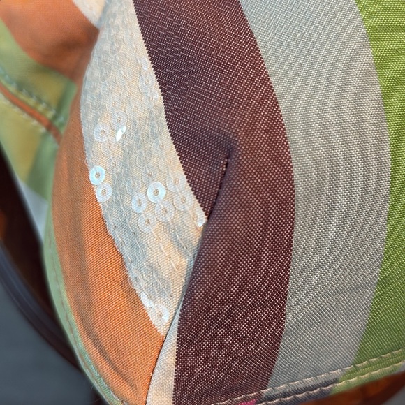 Coach  19026 poppy striped bag tote Crossbody/rhinestone chain add  gold leather - Picture 13 of 17